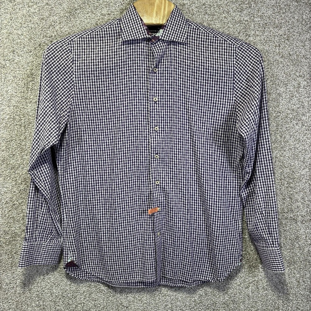Hammer Made Shirt Mens 16 Purple Gingham Regular Fit Long Sleeve Dress Shirt